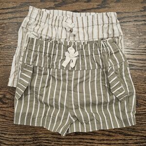 Banana Republic Green and Cream Striped Shorts Elastic Waist (For 2 Shorts)